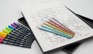 colored pencils over drawing book